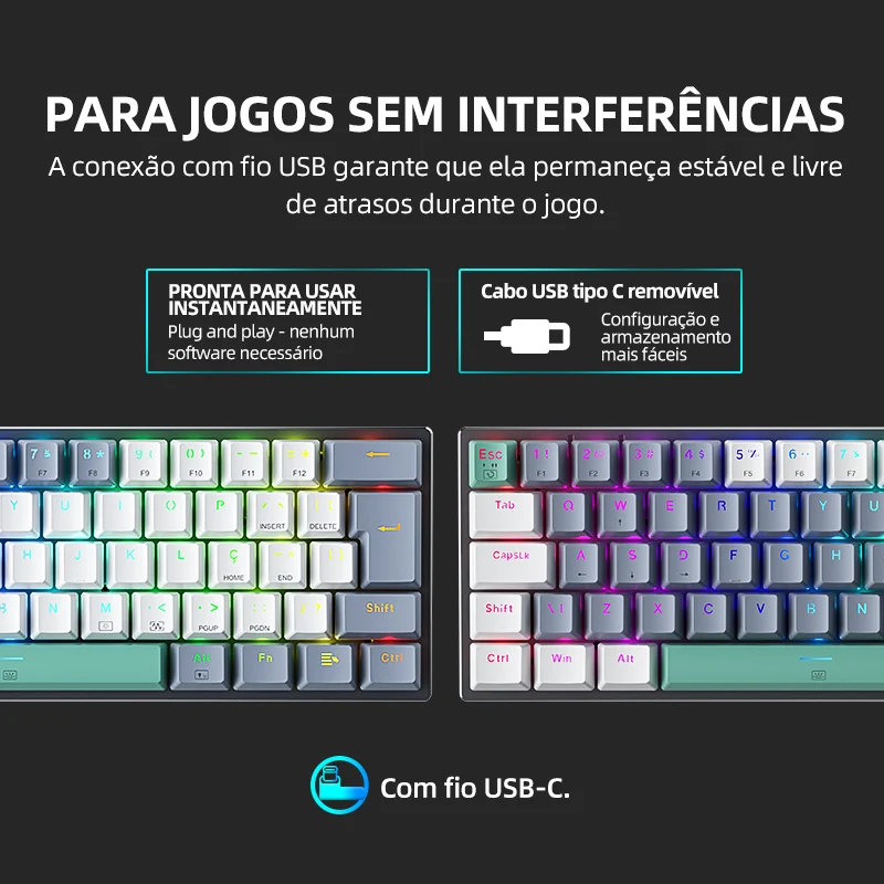 K500-B61 Wired Mechanical Keyboard - ABNT2 Layout - Image 5
